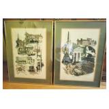2 Framed Danville/Averett Prints signed & numbered