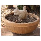 Pottery  Planter with Concrete Squirrel