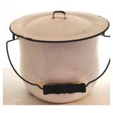 White Enamelware Bucket w/Lid