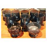 10pc Vintage Blue Glass Tumblers