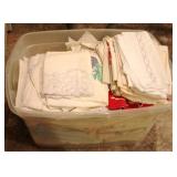 Plastic tote full of Assorted Linens