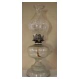 Vintage glass oil lamp, 17"