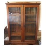 Nicely carved oak 2 door bookcase with gallery