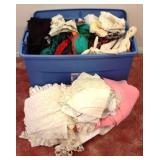 Plastic Tote of  Assorted Linens