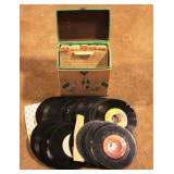 Assorted 45 RPM Records w/Case