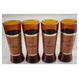 4pc Mid Century Tumblers 6.5 Inch Tall