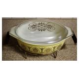 Vintage Pyrex Oval Bowl w/Holder and Lid