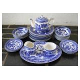 37 pc Blue and White China Set