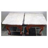 2pc Marble Top Table Sets 18.65 x 20.5 x 25