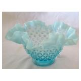 Fenton Hobnail Blue Vase 7" Round