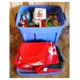 Plastic Tote full of Christmas Items