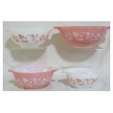 Pyrex Pink Gooseberry 4 pc mixing bowl set