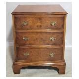 Burled English walnut 3 drawer chest