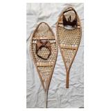 Vintage pair of wooden snowshoes
