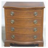 Leather top 4 drawer bow front bachelor chest