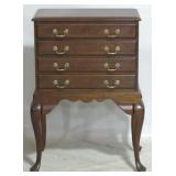 Queen Anne mahogany 4 drawer silver chest