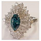 3.29 Carat Treated diamond platinum ring sz 4