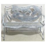 Metal mermaid garden bench