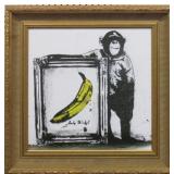 CHIMP WITH WARHOL PAINTING GICLEE ON CANVAS