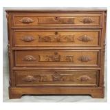 Victorian carved pull 4 drawer chest