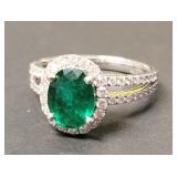 Platinum Emerald & Diamond Ring
