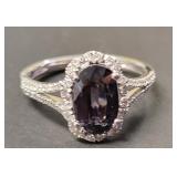 Platinum Spinel & Diamond Ring