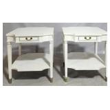 Vintage pair painted 1 drawer end tables