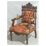 Victorian carved walnut arm chair