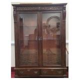 BG Industries Lion Carved Bookcase w/glass shelves
