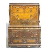 Heavily carved vintage chest on chest