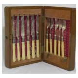 Vintage fish service flatware in box