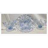 Cambridge Glass Blue Caprice console set
