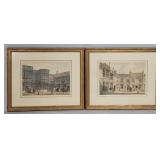 Pair hand colored lithographs