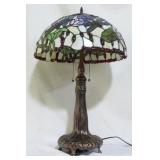 Stained glass lamp w/ dragonflies, 28"