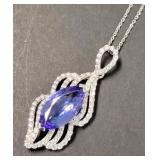 18kt White Gold Diamond & Tanzanite Pendant