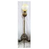 Vintage Brass 60" Piano Lamp w/ painted shade