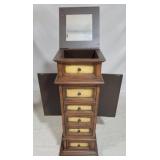 Lift top jewelry armoire, side doors