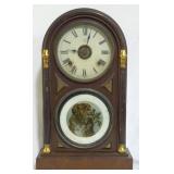 Antique mantle clock w/ painted dog