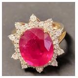 14kt Gold Ladies Diamond & Ruby Ring