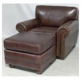 LEA Unlimited leather arm chair & ottoman