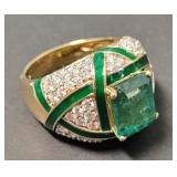 18kt Gold Ladies Emerald & Diamond  Ring