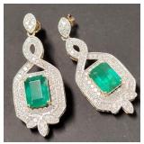 14kt Gold Emerald & Diamond Earrings
