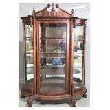 Triple curved glass china cabinet, claw feet