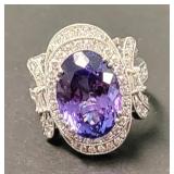 Platinum Tanzanite & Diamond Ring