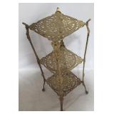 Ornate brass 3 tier stand, 27 x 10 x 10