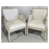 Decorative pair bergere upholstered chairs