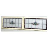 Pair stained glass windows, 32 x 17