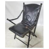 Italian Valenti folding leather campaign chair
