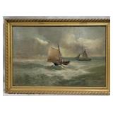 Early nautical oil on canvas, signed