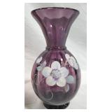 Fenton handpainted amethyst 9" vase